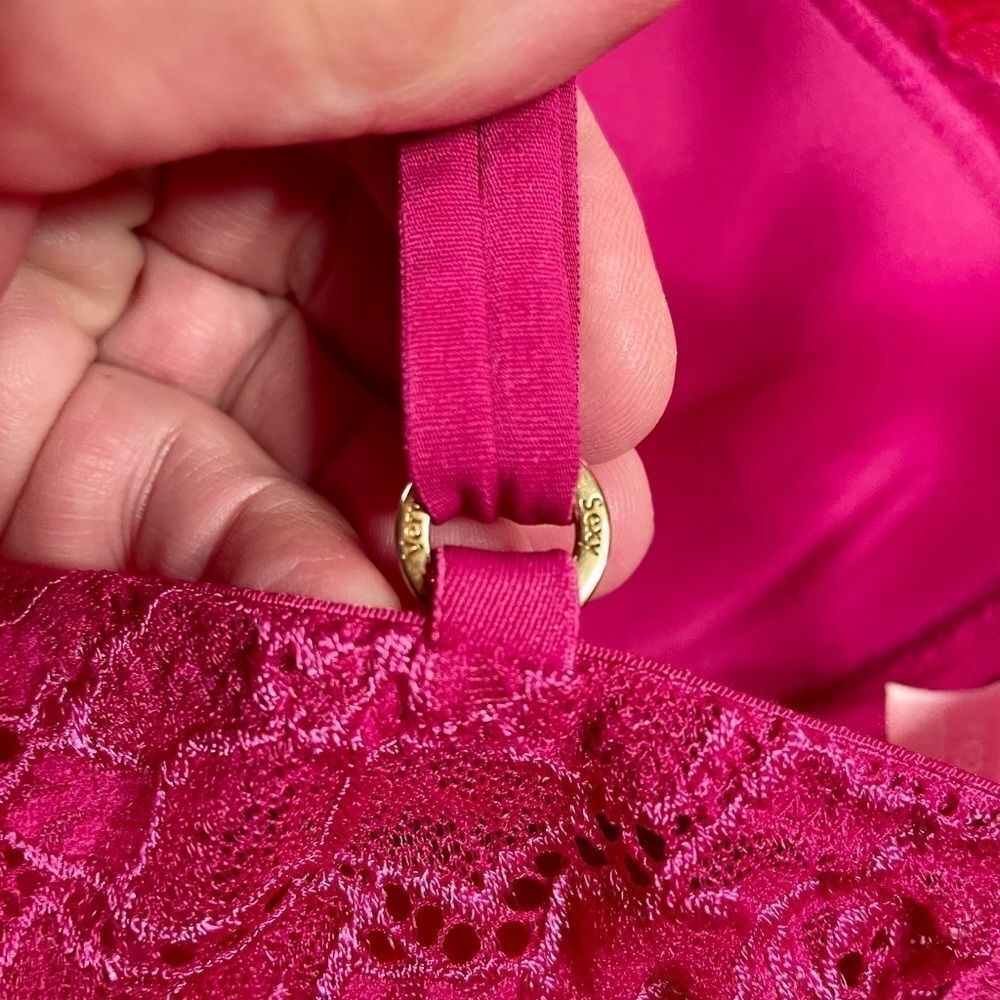 FUCHSIA VICTORIAS SECRET PUSH-UP LACE 36D - Picture 5 of 6